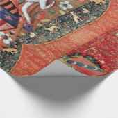 UNICORN, MEDIEVAL FANTASY FLOWERS, FLORAAL MONOGRA CADEAUPAPIER (Hoek)