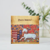 UNICORN MEDIEVAL FANTASY FLOWERS, FLORAL PARCHMENT KAART (Staand voorkant)