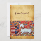 UNICORN MEDIEVAL FANTASY FLOWERS, FLORAL PARCHMENT KAART (Voorkant)