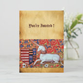 UNICORN MEDIEVAL FANTASY FLOWERS, FLORAL PARCHMENT KAART (Staand voorkant)