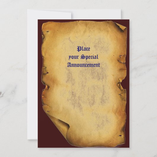 UNICORN MEDIEVAL FANTASY FLOWERS, FLORAL PARCHMENT KAART (Achterkant)