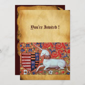 UNICORN MEDIEVAL FANTASY FLOWERS, FLORAL PARCHMENT KAART (Voorkant / Achterkant)