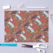 UNICORN, MEDIEVAL FANTASY FLOWERS, FLORAL SWIRLS TISSUEPAPIER (Craft)