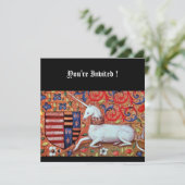 UNICORN MEDIEVAL FANTASY SWIRLS, ZWARTE RODE FLORA KAART (Staand voorkant)