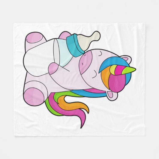 Unicorn Melkfles Fleece Deken (Voorkant (Horizontaal))