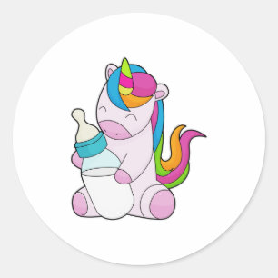 Unicorn Melkfles Ronde Sticker