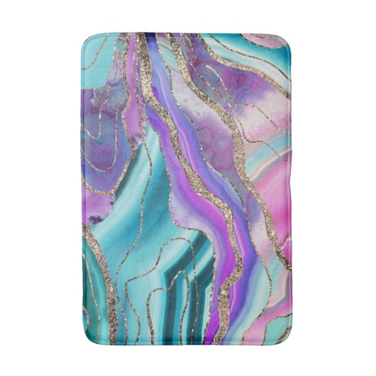 Unicorn Mermaid Agate Glitter Glam #1 #marble Badmat (Voorkant Verticaal)