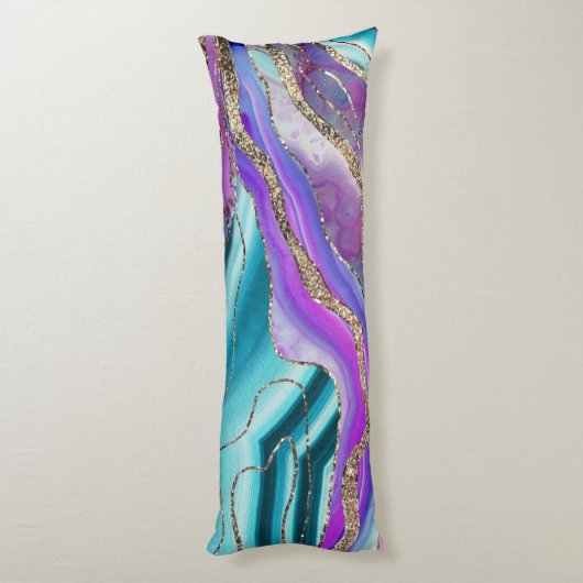 Unicorn Mermaid Agate Glitter Glam #1 #marble Lichaamskussen (Achterkant (Verticaal))