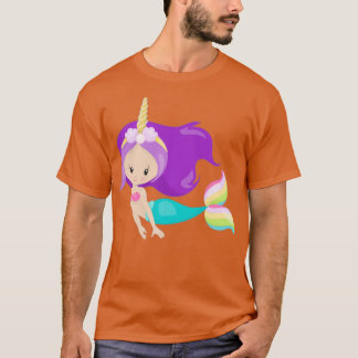 Unicorn Mermaid Cute Mermaid Paars Hair Shell T-shirt