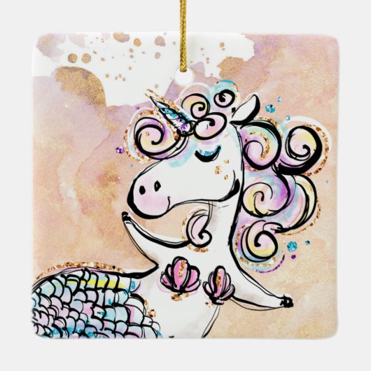 Unicorn Mermaid Keramisch Ornament (Achterkant)