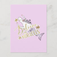Unicorn Mermaid Modern Trendy Believe in Miracles