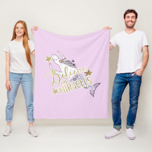 Unicorn Mermaid Modern Trendy Believe in Miracles Fleece Deken