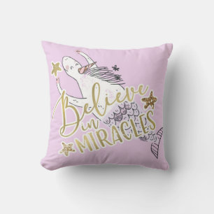 Unicorn Mermaid Modern Trendy Believe in Miracles Kussen