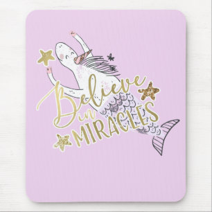 Unicorn Mermaid Modern Trendy Believe in Miracles Muismat