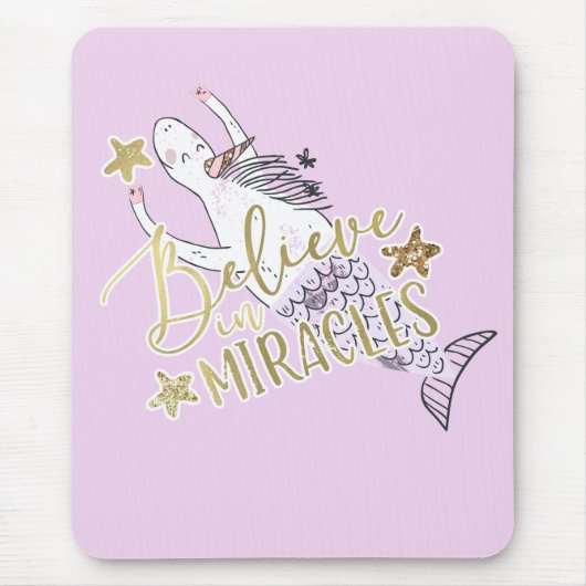 Unicorn Mermaid Modern Trendy Believe in Miracles Muismat (Voorkant)