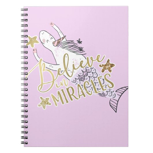 Unicorn Mermaid Modern Trendy Believe in Miracles Notitieboek (Voorkant)