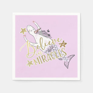 Unicorn Mermaid Modern Trendy Believe in Miracles Servet