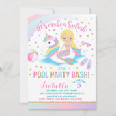 Unicorn & Mermaid Pool Party Birthday Uitnodiging (Voorkant)