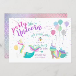 Unicorn Mermaid Princess Birthday-uitnodigingen Kaart