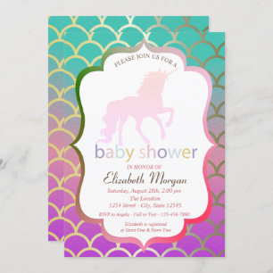 Unicorn Mermaid Scales Baby shower Uitnodiging