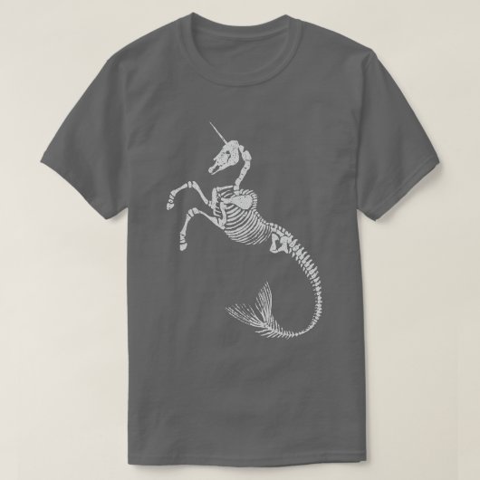 Unicorn Mermaid Skeleton Halloween Fantasy Art T-shirt (Design voorkant)