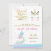 Unicorn & Mermaid Tail-uitnodiging | RAINBOW GOLD Kaart (Voorkant)