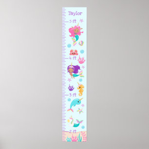 Unicorn Mermaids Groeigrafiek Middelgrote huidtoon Poster