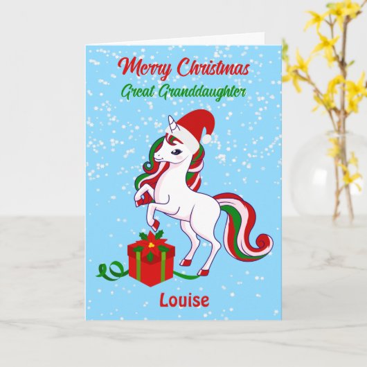 Unicorn Merry kerst - Grootdochterkaart Kaart (Gele Bloem)