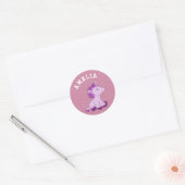 Unicorn met aangepaste naam Girl Ronde Sticker (Envelop)