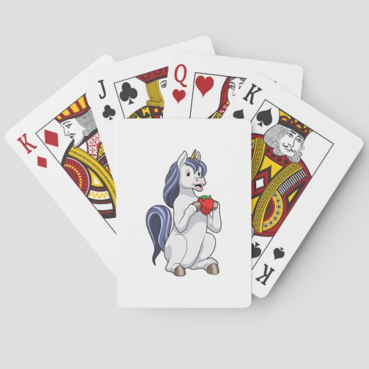 Unicorn met aardbeienvruchten pokerkaarten (Achterkant)