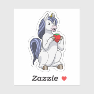 Unicorn met aardbeienvruchten sticker