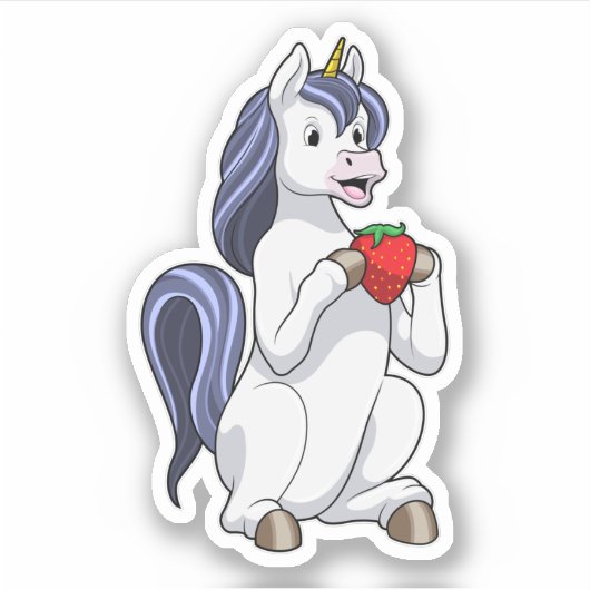 Unicorn met aardbeienvruchten sticker (Voorkant)