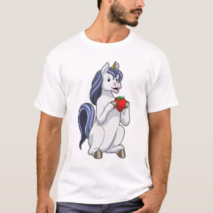 Unicorn met aardbeienvruchten t-shirt