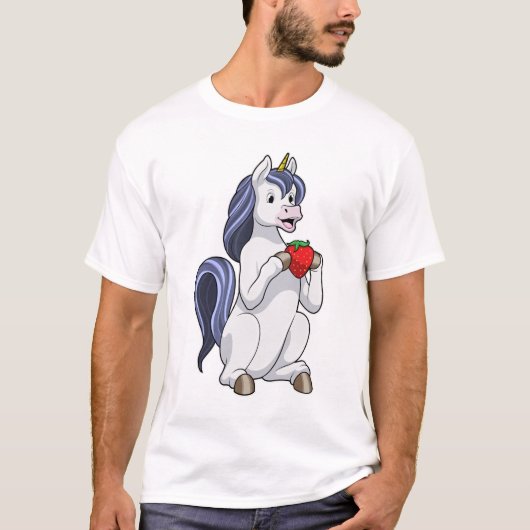 Unicorn met aardbeienvruchten t-shirt (Voorkant)