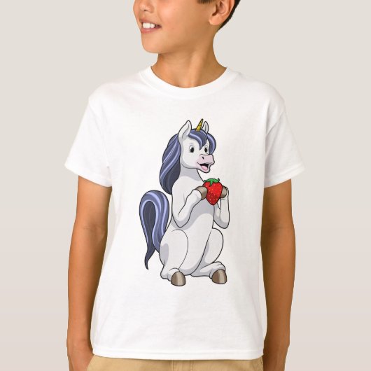Unicorn met aardbeienvruchten t-shirt (Voorkant)