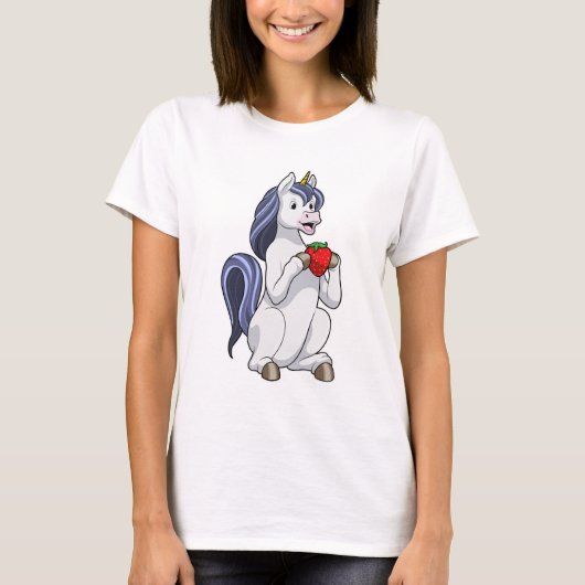 Unicorn met aardbeienvruchten t-shirt (Voorkant)
