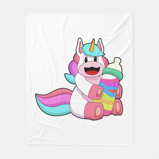 Unicorn met Baby flesje.PNG Fleece Deken (Voorkant)