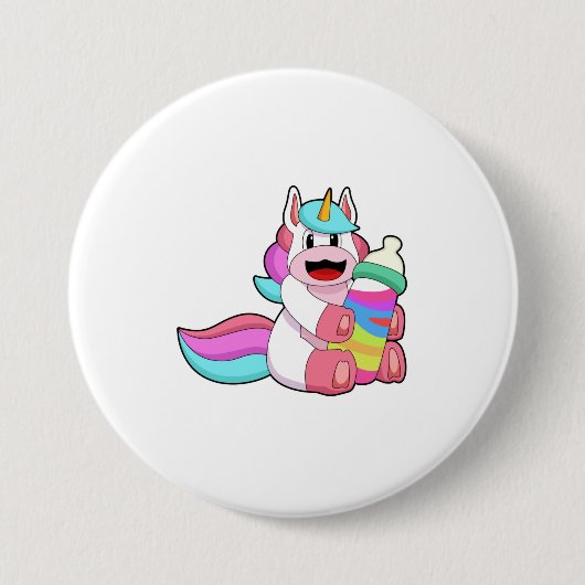 Unicorn met Baby flesje.PNG Ronde Button 7,6 Cm (Voorkant)