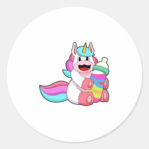 Unicorn met Baby flesje.PNG Ronde Sticker
