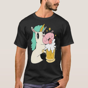 Unicorn met bier in regenboogkleuren voor alcohol t-shirt