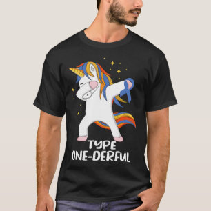 Unicorn met blauw lint Type 1 Diabetes T1D Type T-shirt