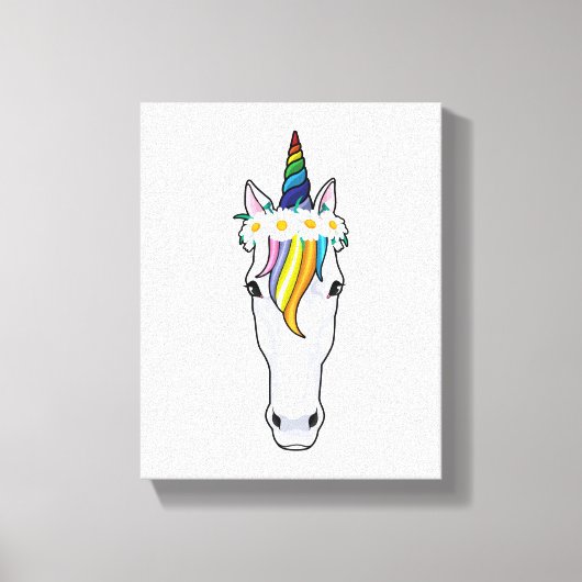Unicorn met bloemen canvas afdruk (Voorkant)