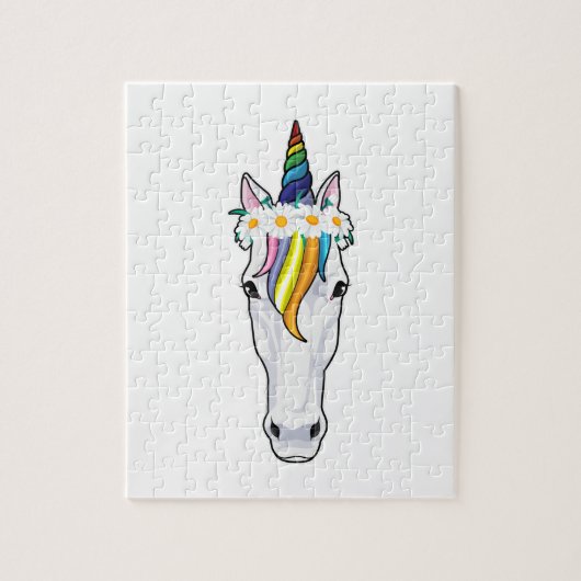 Unicorn met bloemen legpuzzel (Verticaal)