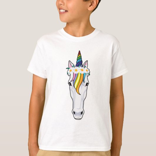 Unicorn met bloemen t-shirt (Voorkant)