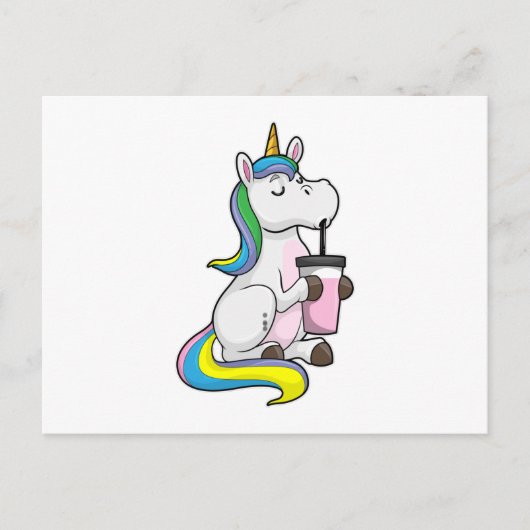 Unicorn met Bubble Tea Briefkaart (Voorkant)