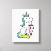 Unicorn met Bubble Tea Canvas Afdruk (Voorkant)