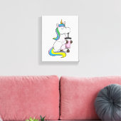 Unicorn met Bubble Tea Canvas Afdruk (Insitu (Woonkamer))