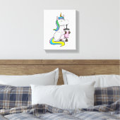 Unicorn met Bubble Tea Canvas Afdruk (Insitu (Slaapkamer))