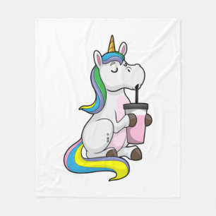 Unicorn met Bubble Tea Fleece Deken