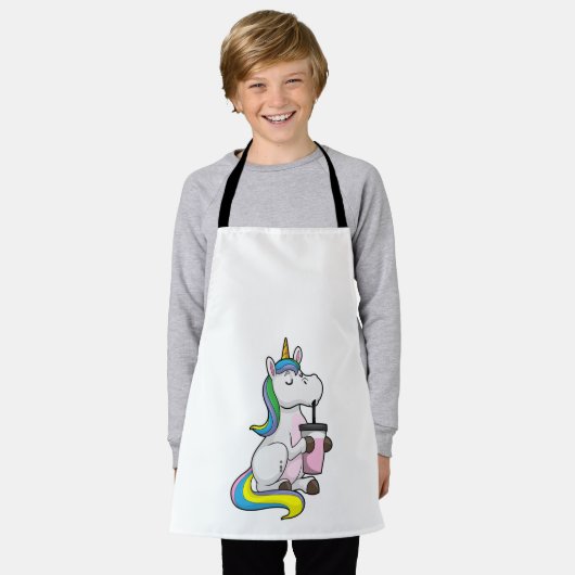 Unicorn met Bubble Tea Schort (Gedragen)